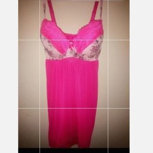 Adore Me Pink Floral Lace Sleepwear